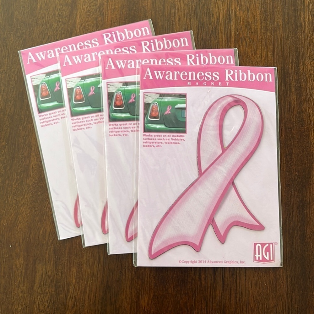 FREE 🆓 with Any Purchase - 4 Breast Cancer Awareness Ribbon Magnets